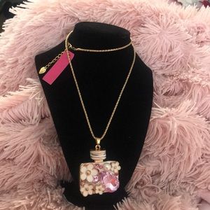Betsey Johnson Pink Perfume Bottle Necklace NWT